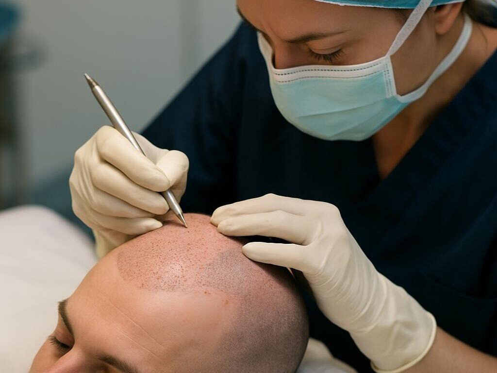 Transplante Capilar FUE - Colocação de Folículos na área receptora